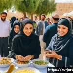 Home 18 요르단에서의 무슬림과 비무슬림 상호작용 - A warm and lively community event in a small Jordanian town showing Muslim and non-Muslim entreprene...