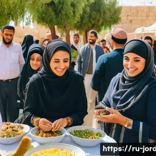 Home 30 요르단에서의 무슬림과 비무슬림 상호작용 - A warm and lively community event in a small Jordanian town showing Muslim and non-Muslim entreprene...