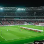 Home 23 요르단의 스포츠와 축구 - A modern football stadium in Jordan filled with enthusiastic fans of diverse backgrounds, under brig...